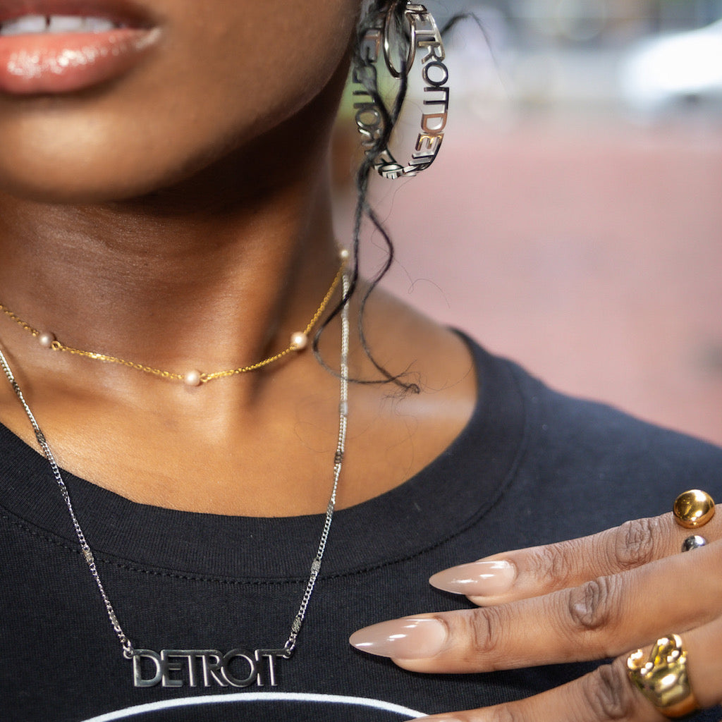 DETROIT Signature Block Necklace