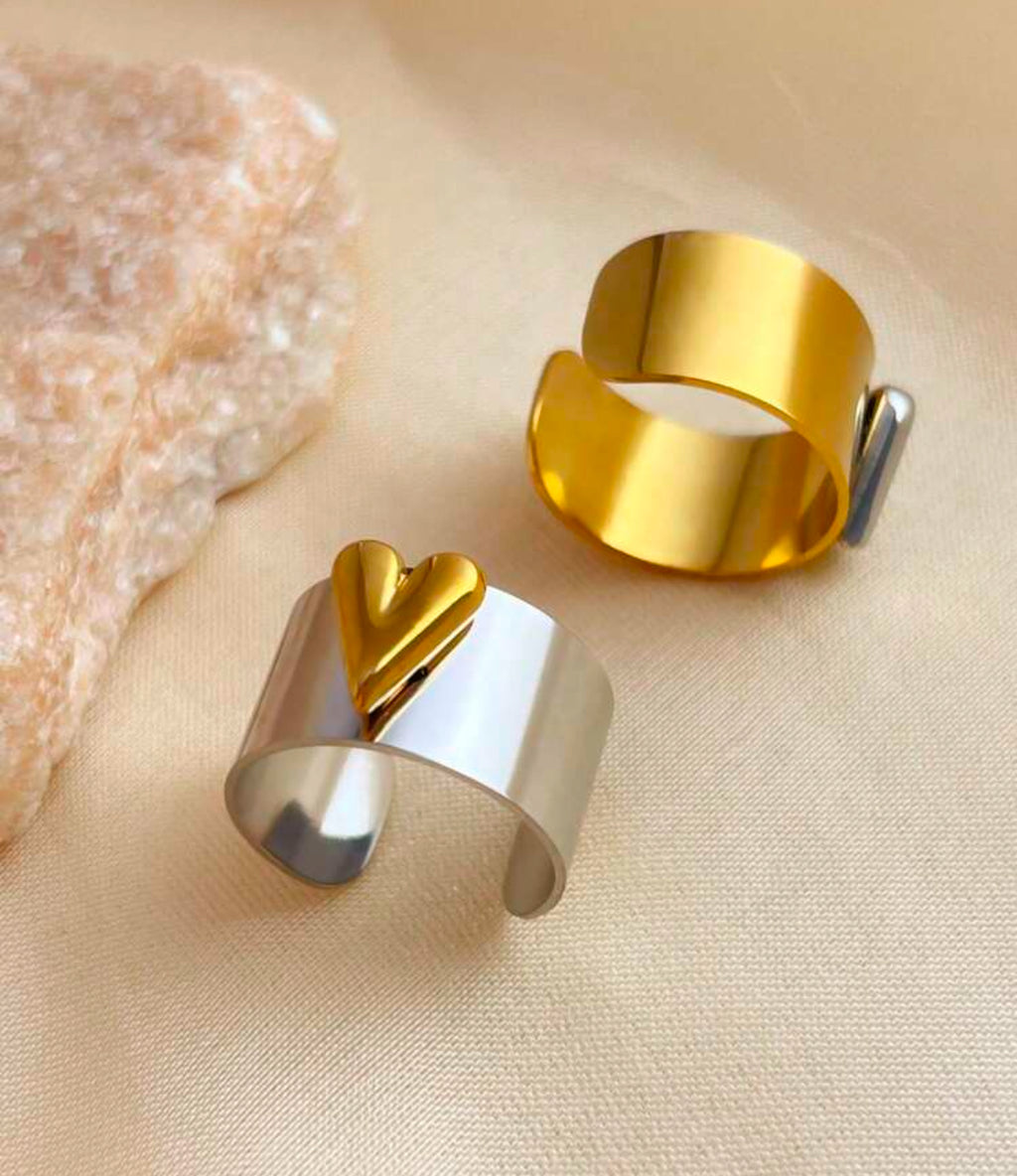 Heart Shaped Mixed Metal Ring