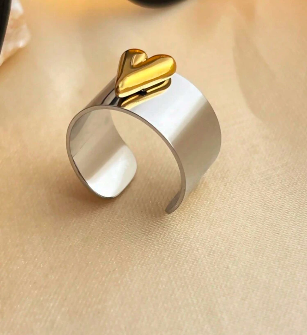 Heart Shaped Mixed Metal Ring