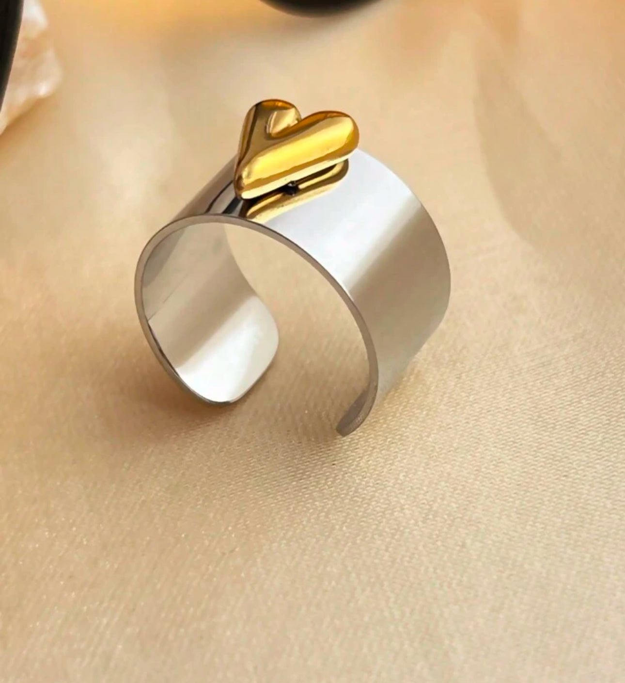 Heart Shaped Mixed Metal Ring