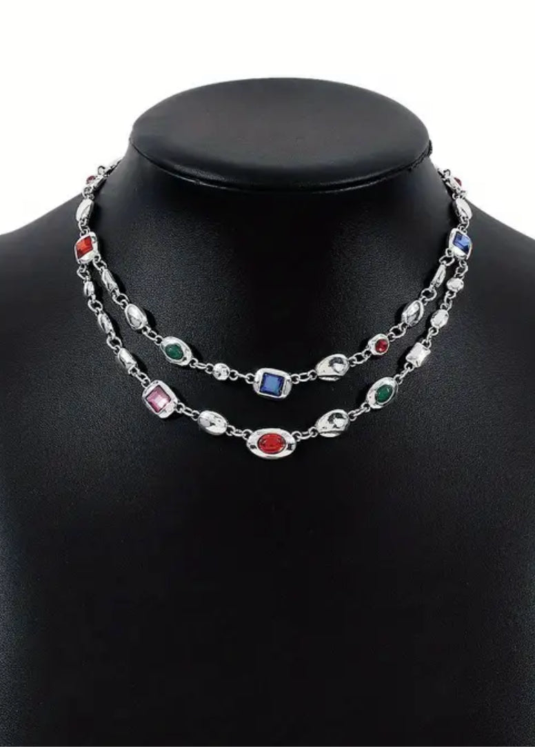 Royal gem double necklace
