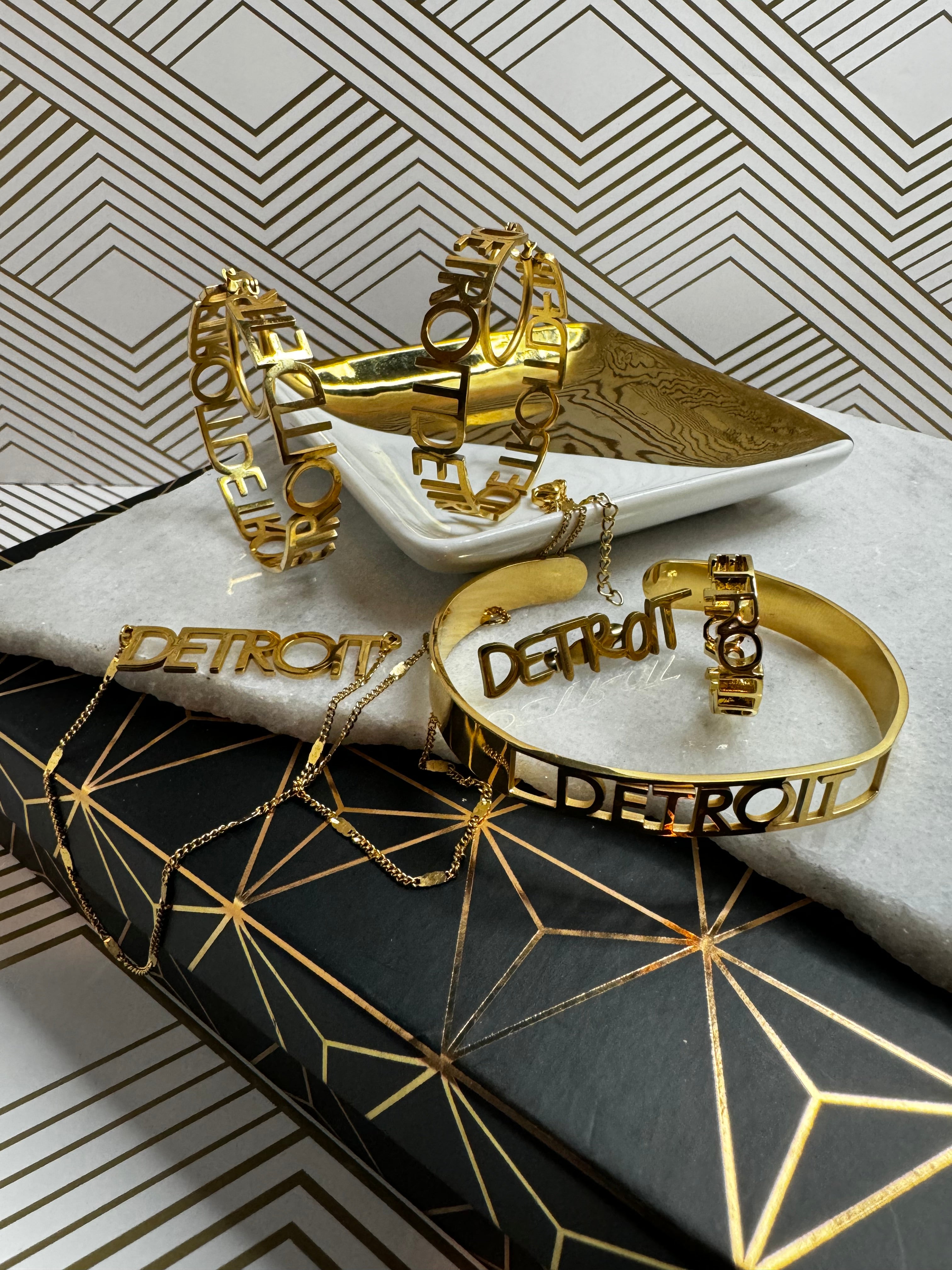 DETROIT Signature Block Necklace