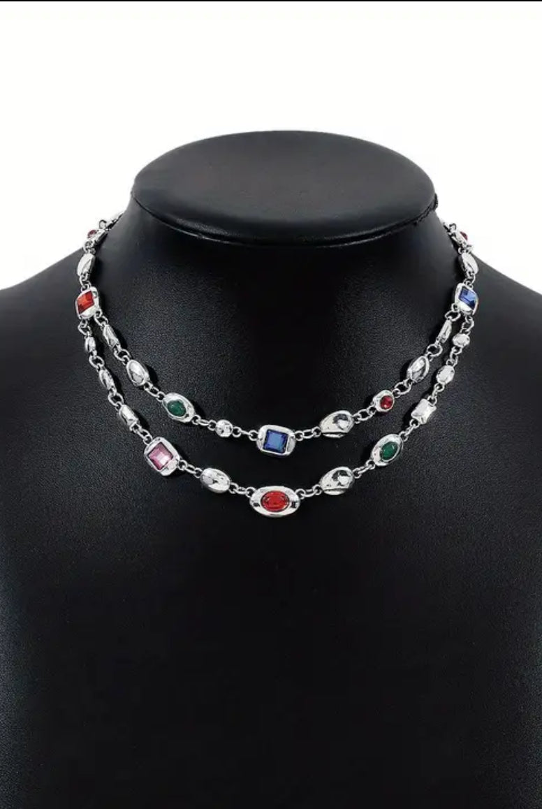 Royal gem double necklace