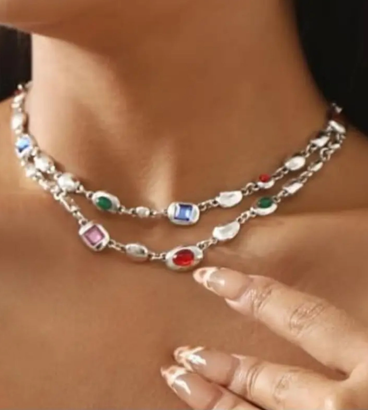 Royal gem double necklace