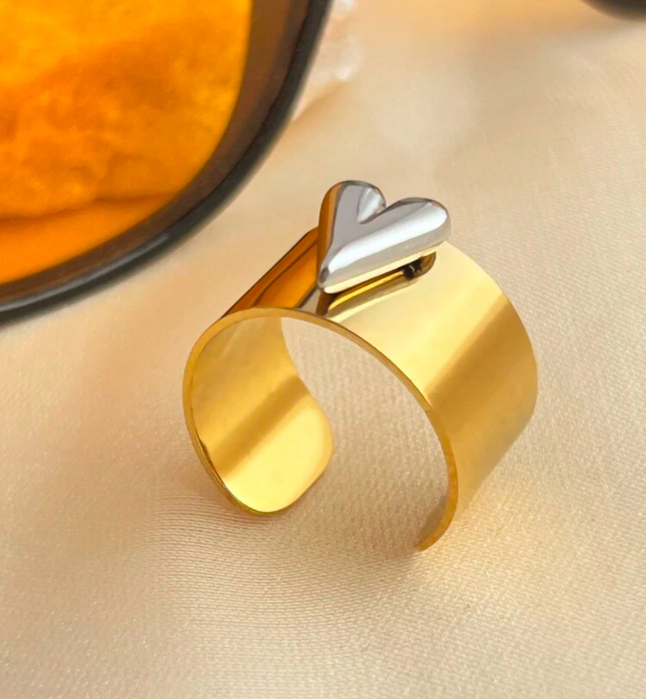 Heart Shaped Mixed Metal Ring