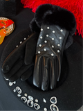 Fur trimmed soft touch gloves
