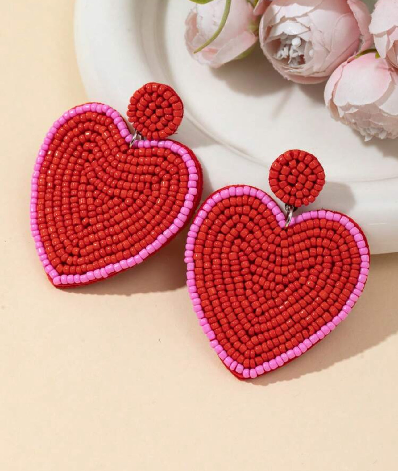 Big Beaded Heart earrings