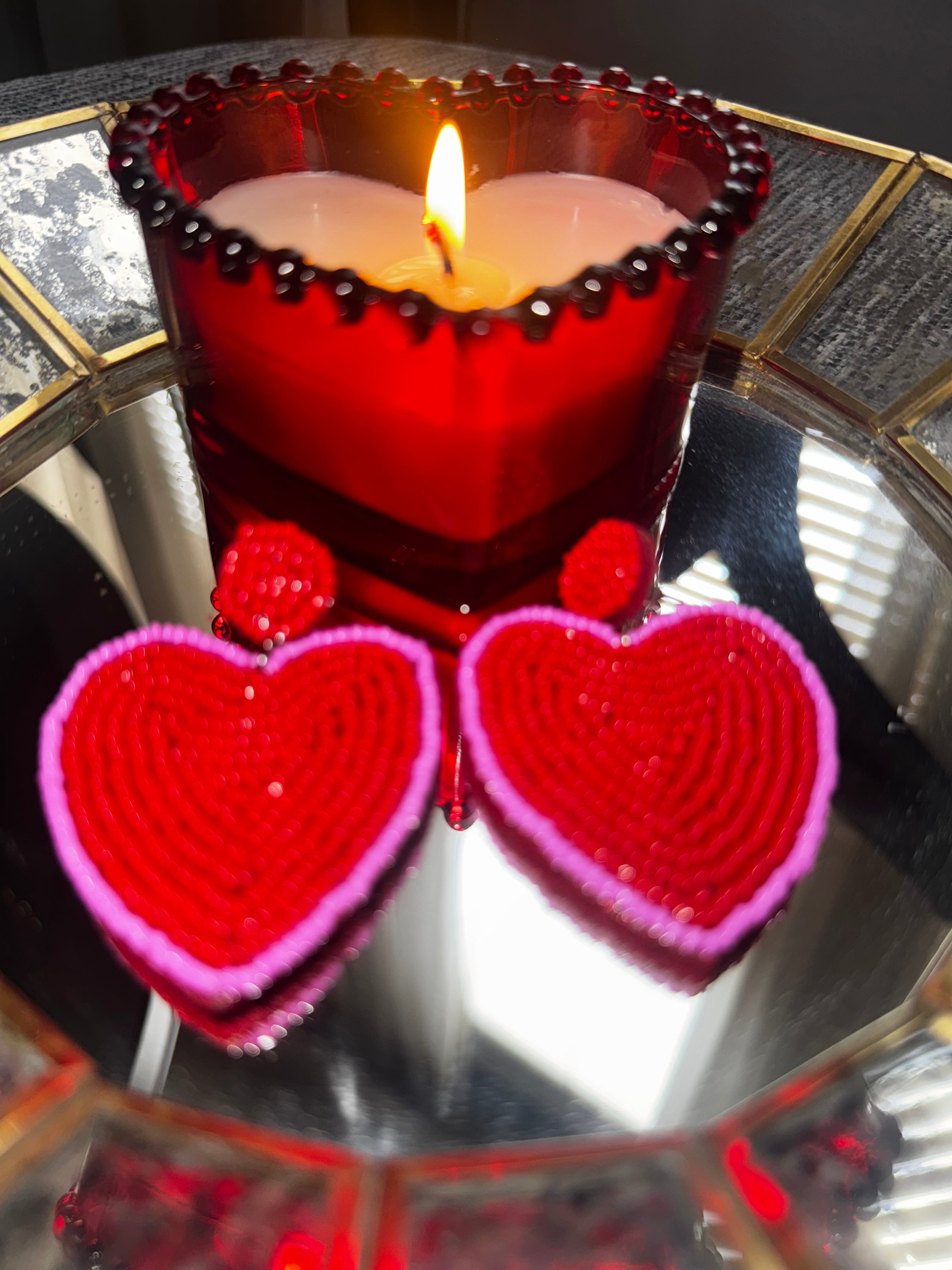 Big Beaded Heart earrings