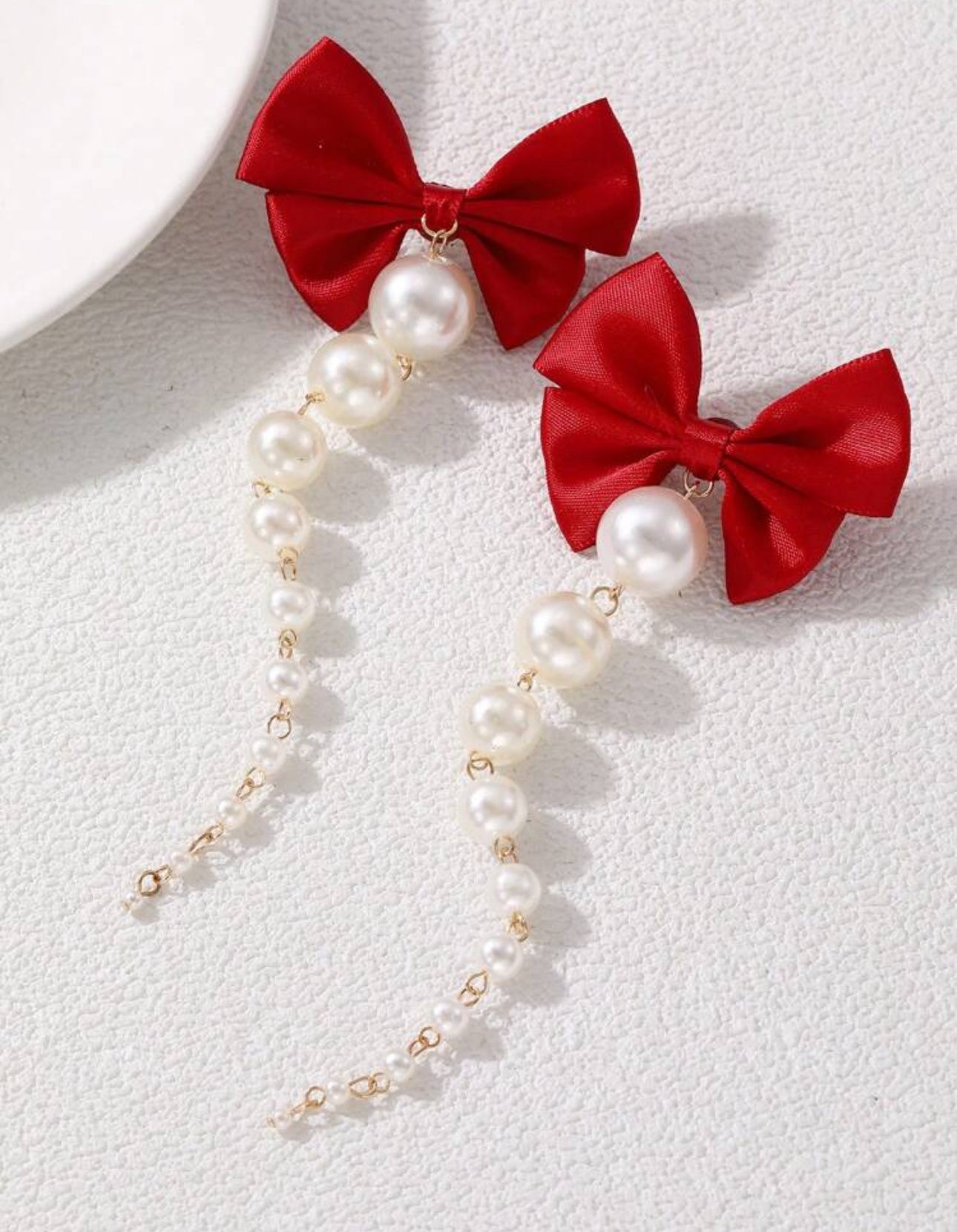 Bow Pearl Dangle Earrings