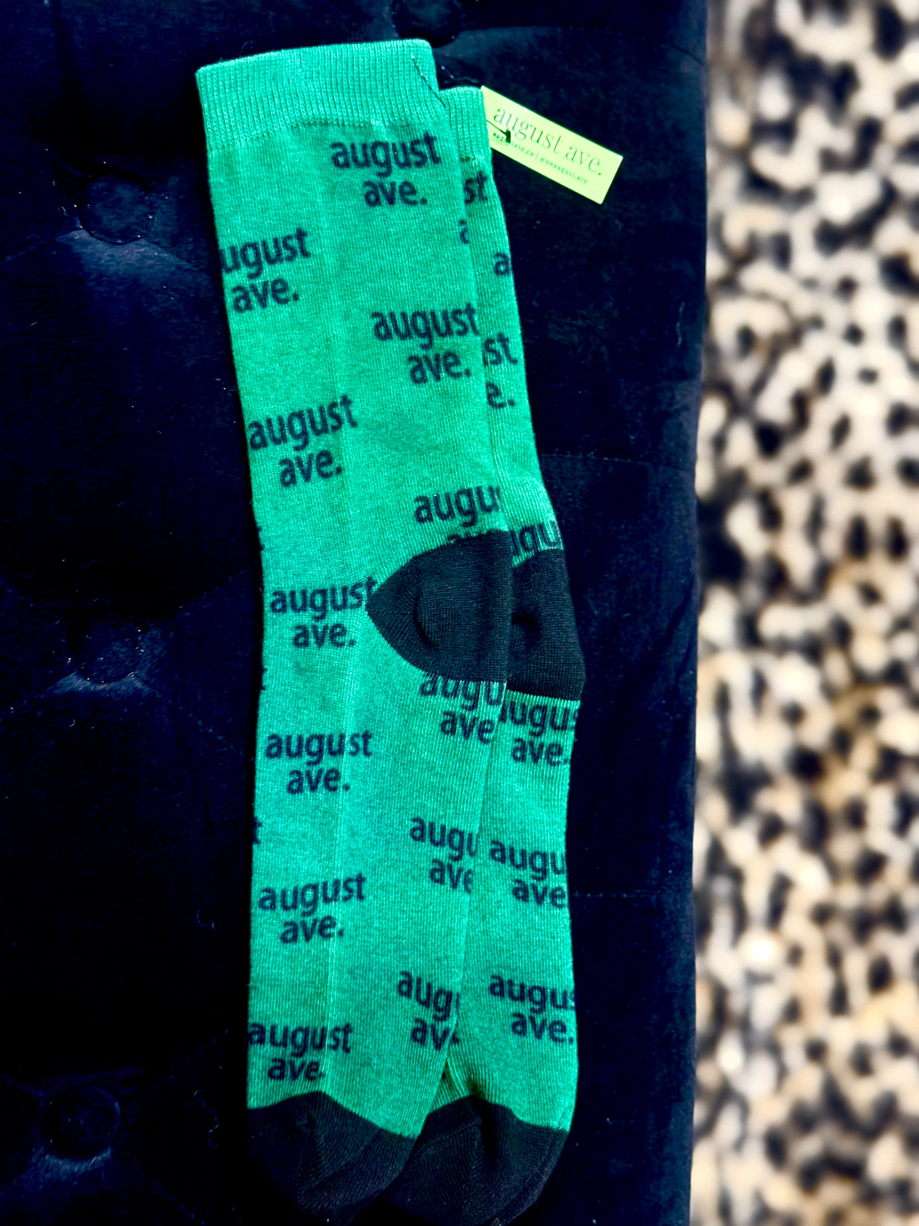 Ave Allover Crew Sock (Peridot Monogram)