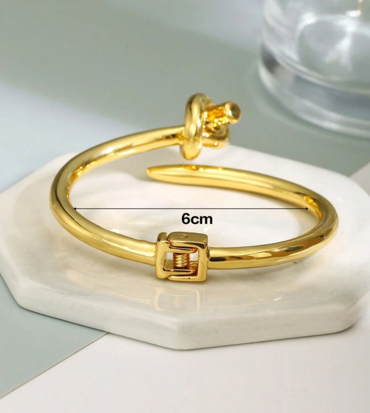 18k Gold Plated Stainless Steel Open Cuff Bracelet