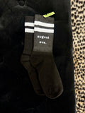 Classic Ave Crew Sock (Black + White Stripe)
