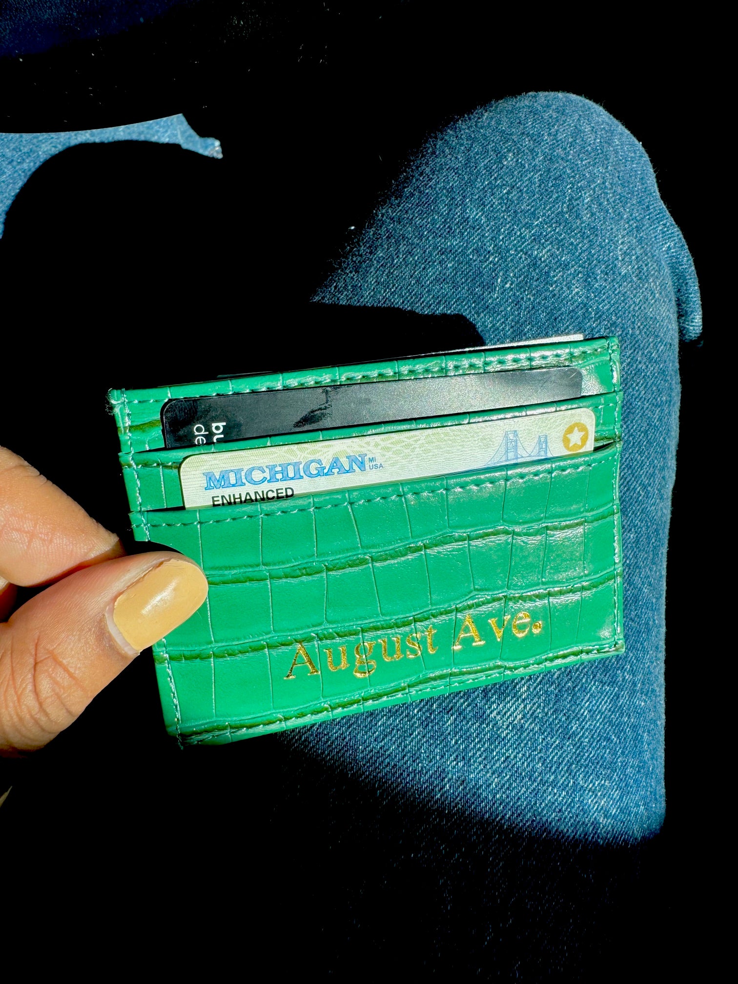 august ave. croc card holder
